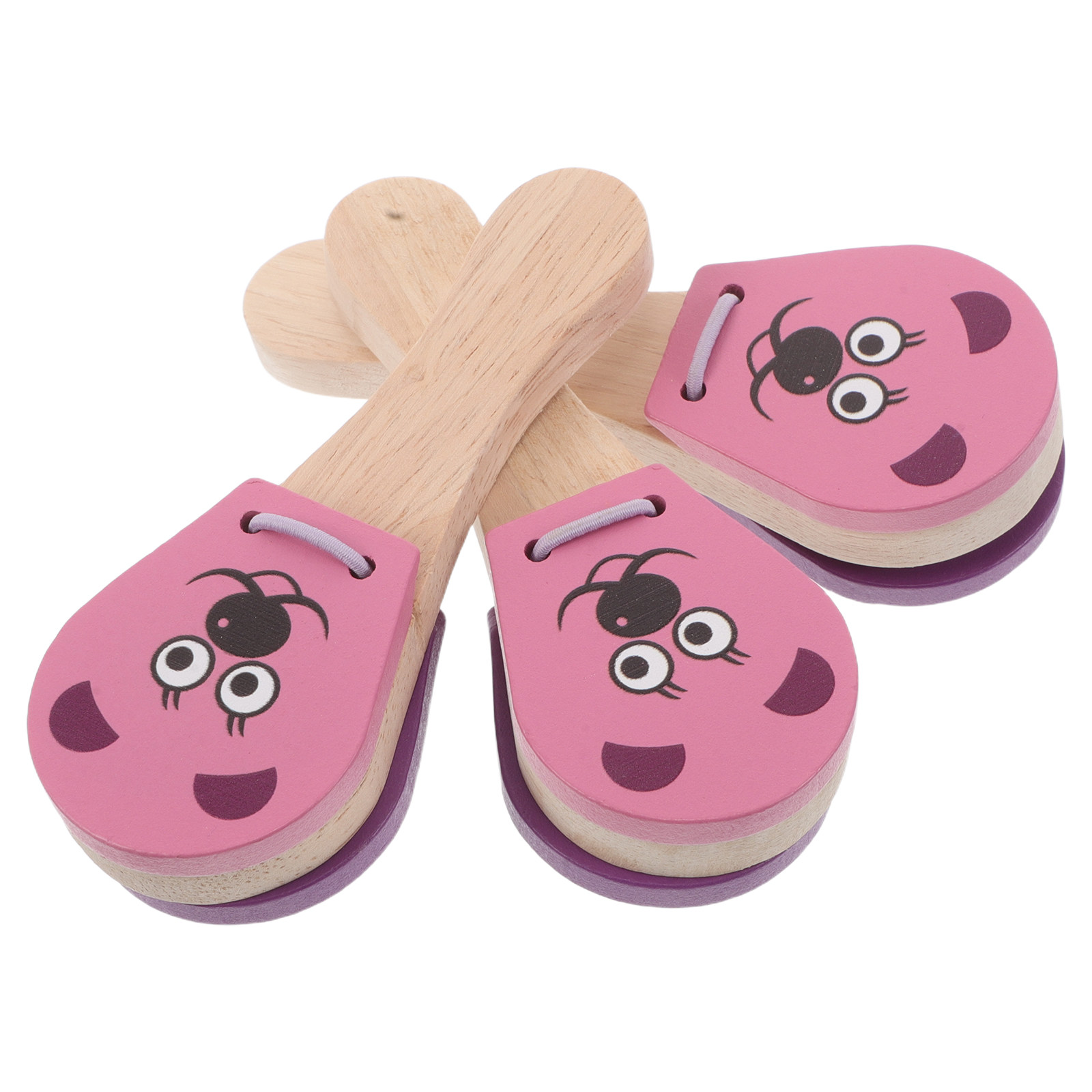 Musical Instrument For Babies - 3 stuks houten baby-muziekcastagnetten met dierenmotief,