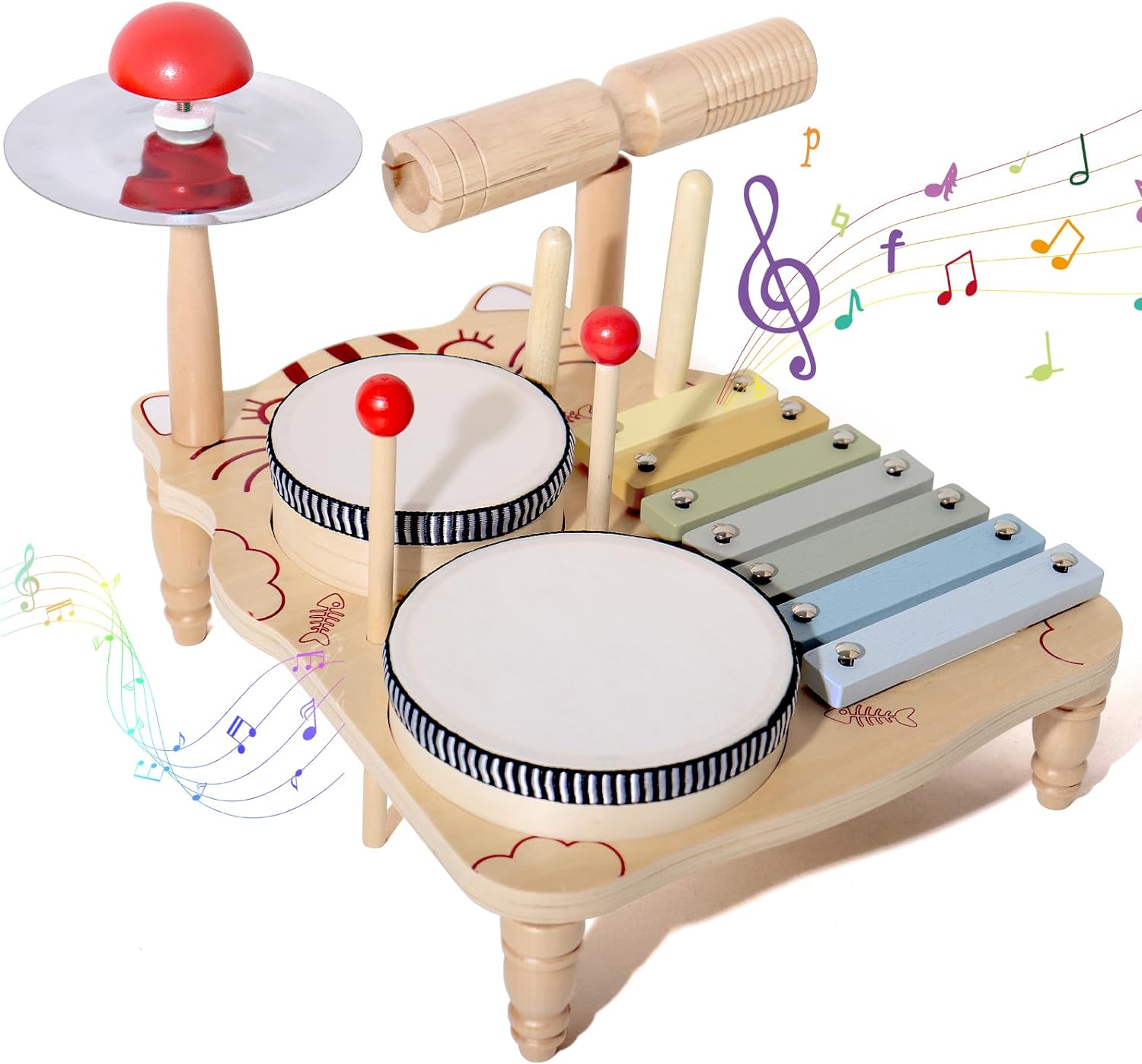 Musical Instrument Xylophone - Houten Xylofoon Drumstel Voor Peuters, Montessori