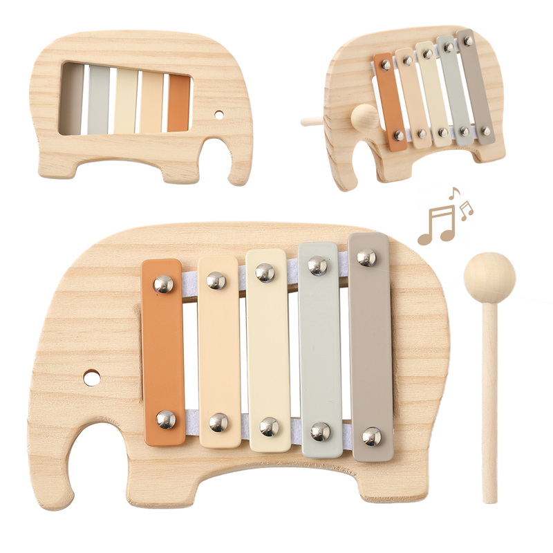 Musical Instrument Xylophone - Baby Montessori Speelgoed Cartoon Olifant Slaginstrument